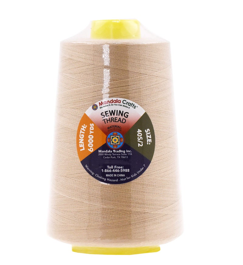 Mandala Crafts 4 Pack of Serger Threads Cones Spools - 40S/2 24000 Yards Polyester Tan Threads for Sergers Machine and Overlock Quilting Sewing Machine - Image 2